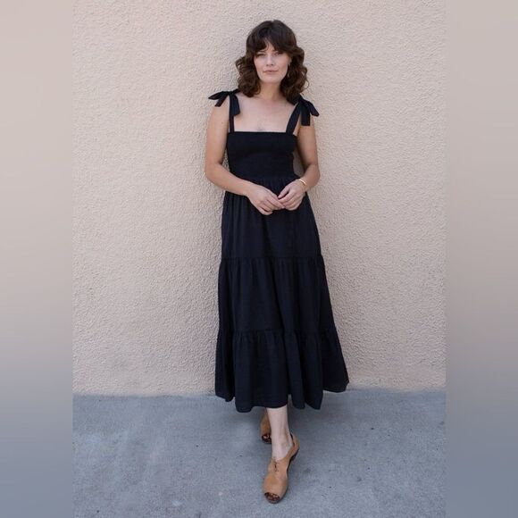 XIRENA LORRAINE smocked DRESS in black - Picture 4 of 12